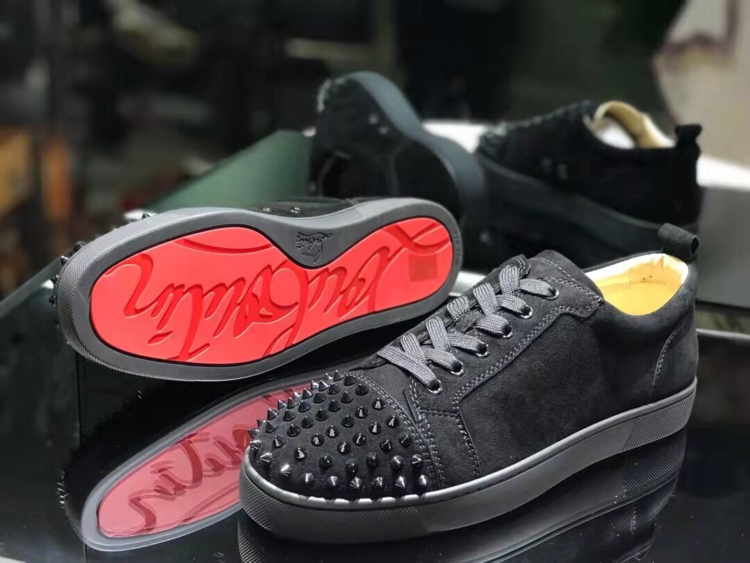 Christian Louboutin Louis Junior Spikes Sneakers Suede calf and spikes Black - Image 4