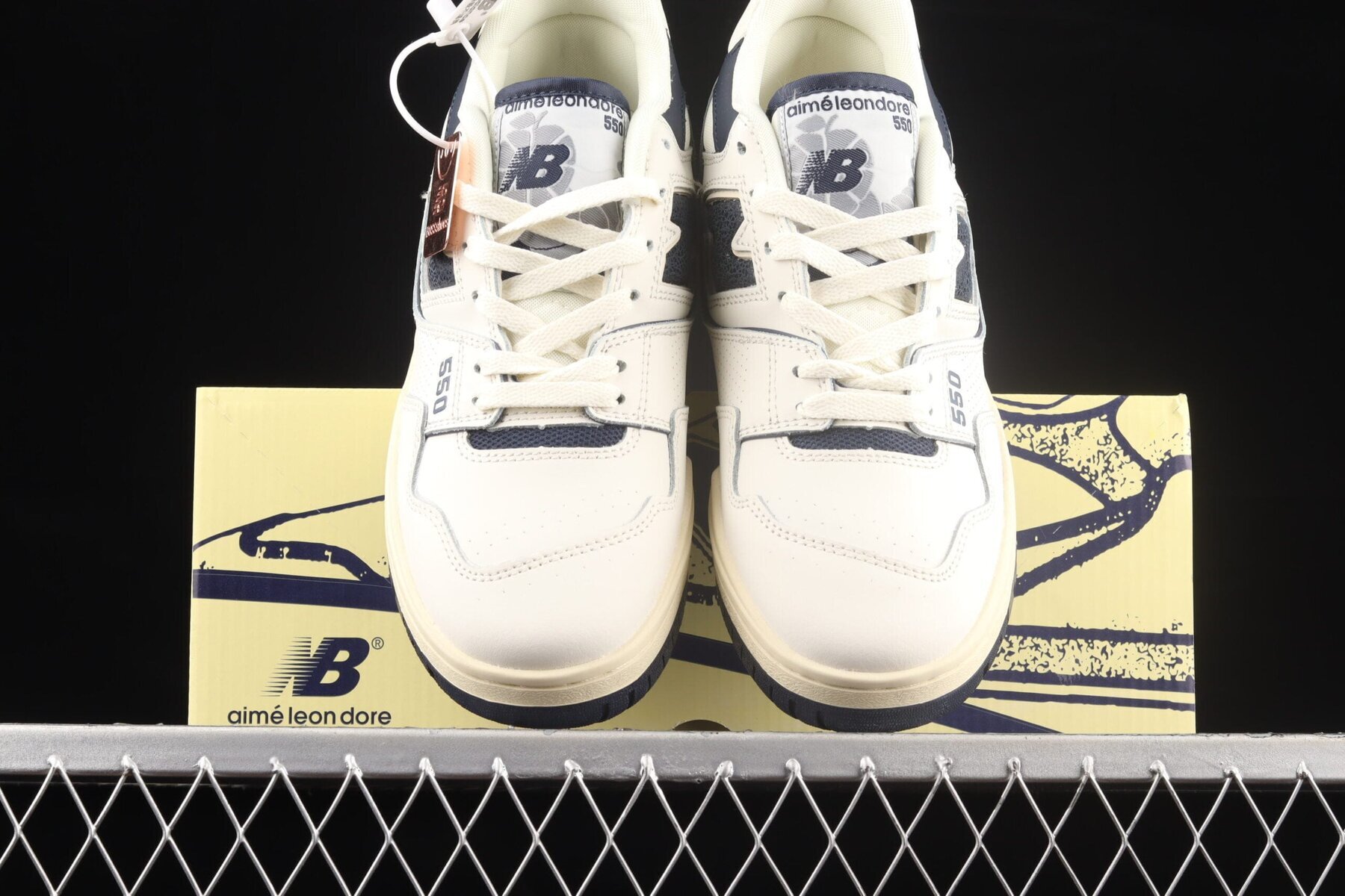 New Balance 550, Aime Leon Dore White Navy - Image 3