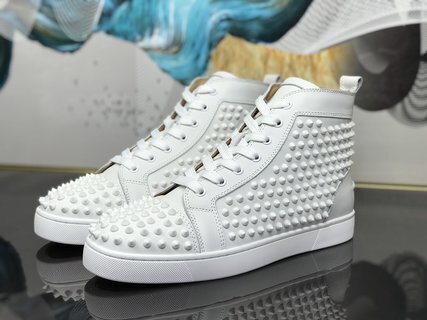 Christian Louboutin Louis Spikes Sneakers Calf leather and spikes White - Image 3