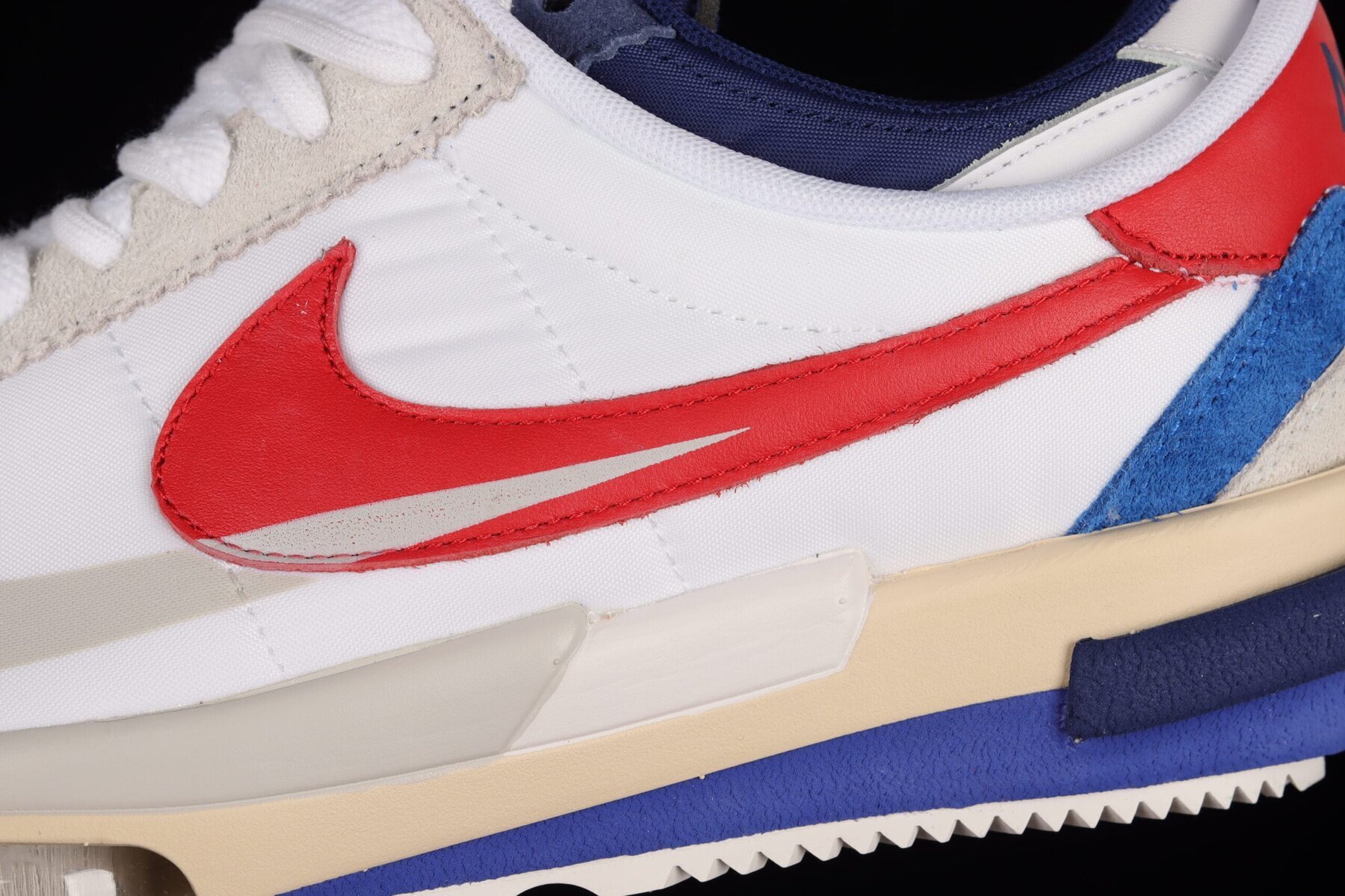 Sacai x Cortez White Red Navy Blue - Image 5