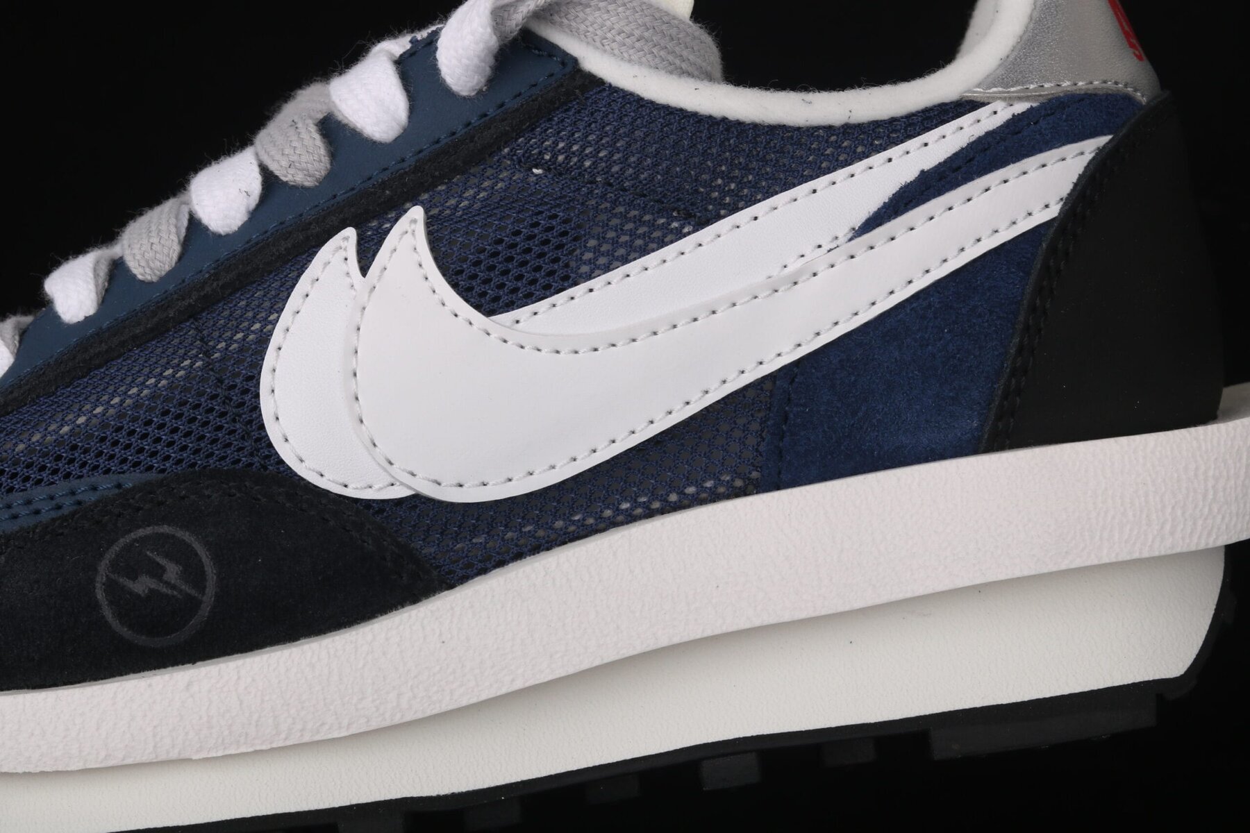 Sacai x Fragment Design x Lvd Waffle Daybreak Grid Navy Blue Black - Image 6
