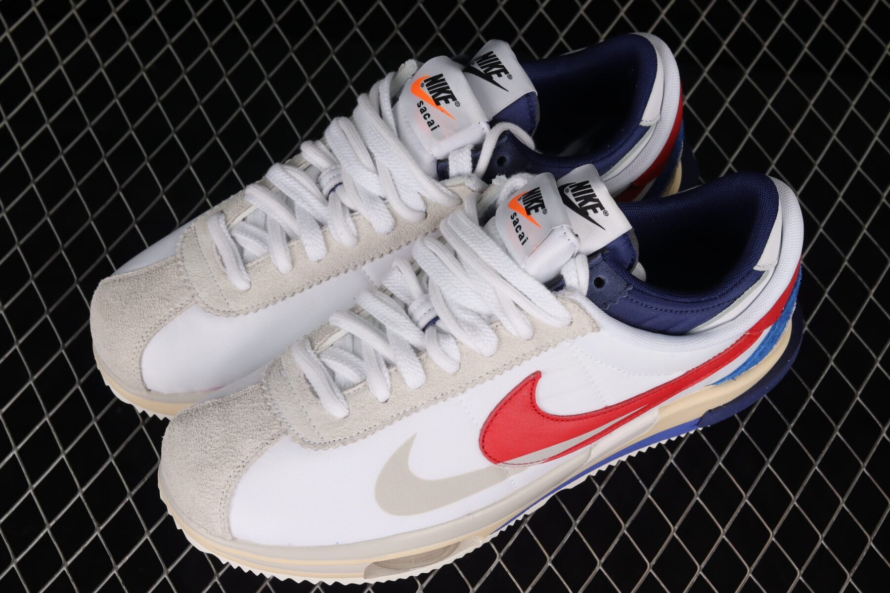 Sacai x Cortez White Red Navy Blue - Image 6