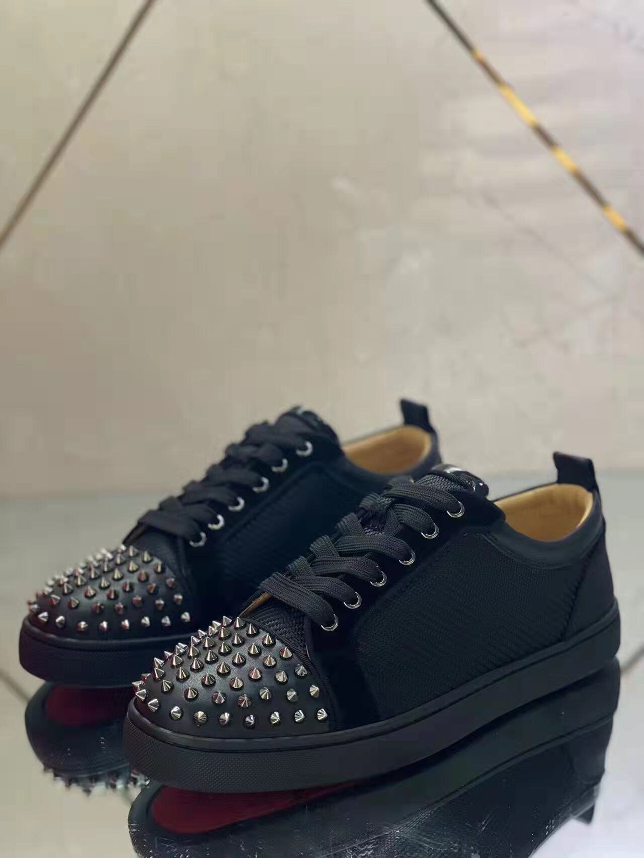 Christian Louboutin Louis Junior Spikes Orlato Flat "Black" - Image 4