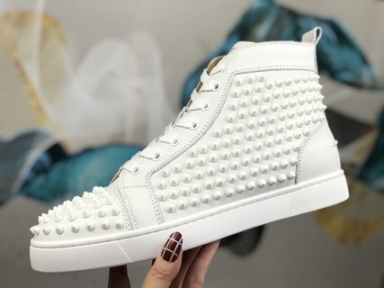 Christian Louboutin Louis Spikes Sneakers Calf leather and spikes White - Image 5
