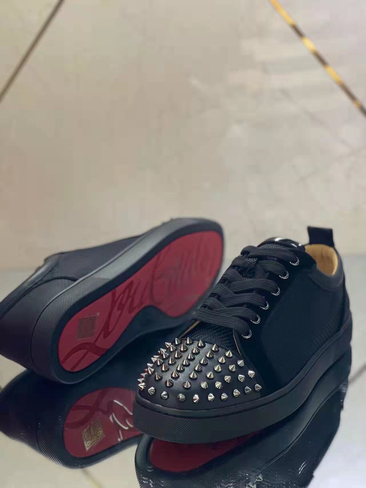 Christian Louboutin Louis Junior Spikes Orlato Flat "Black" - Image 5