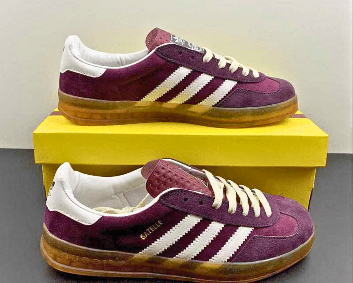 Adidas x Gucci Gazelle Burgundy Velvet - Image 5