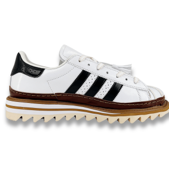 the CLOT x adidas Originals Superstar White Crystal Sand