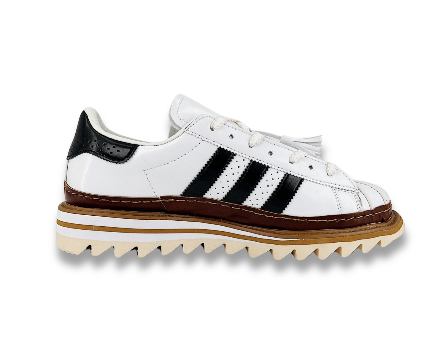 the CLOT x adidas Originals Superstar White Crystal Sand