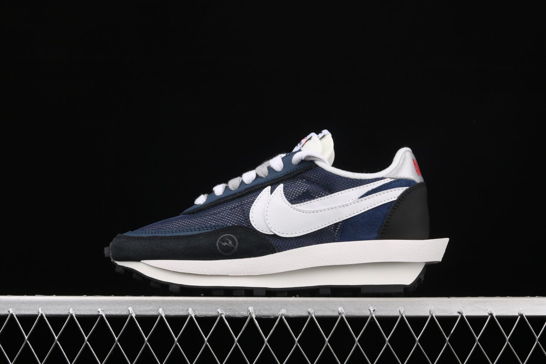 Sacai x Fragment Design x Lvd Waffle Daybreak Grid Navy Blue Black - Image 4