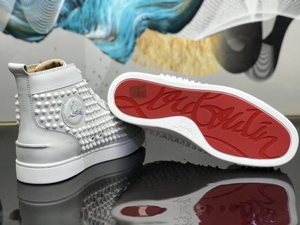 Christian Louboutin Louis Spikes Sneakers Calf leather and spikes White - Image 6