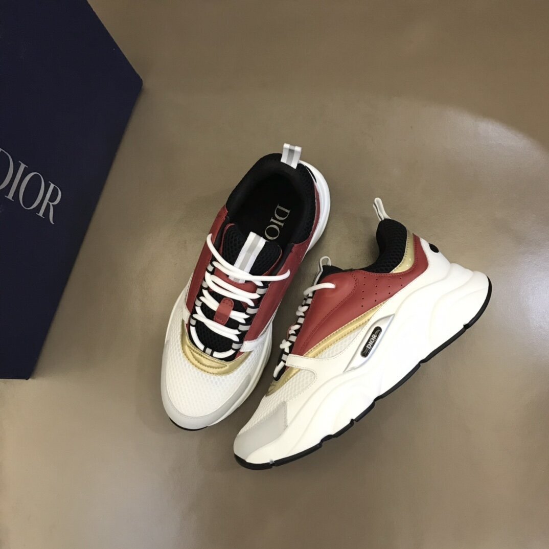 DIOR B22 Sneaker White Black Burgundy Gold - Image 7