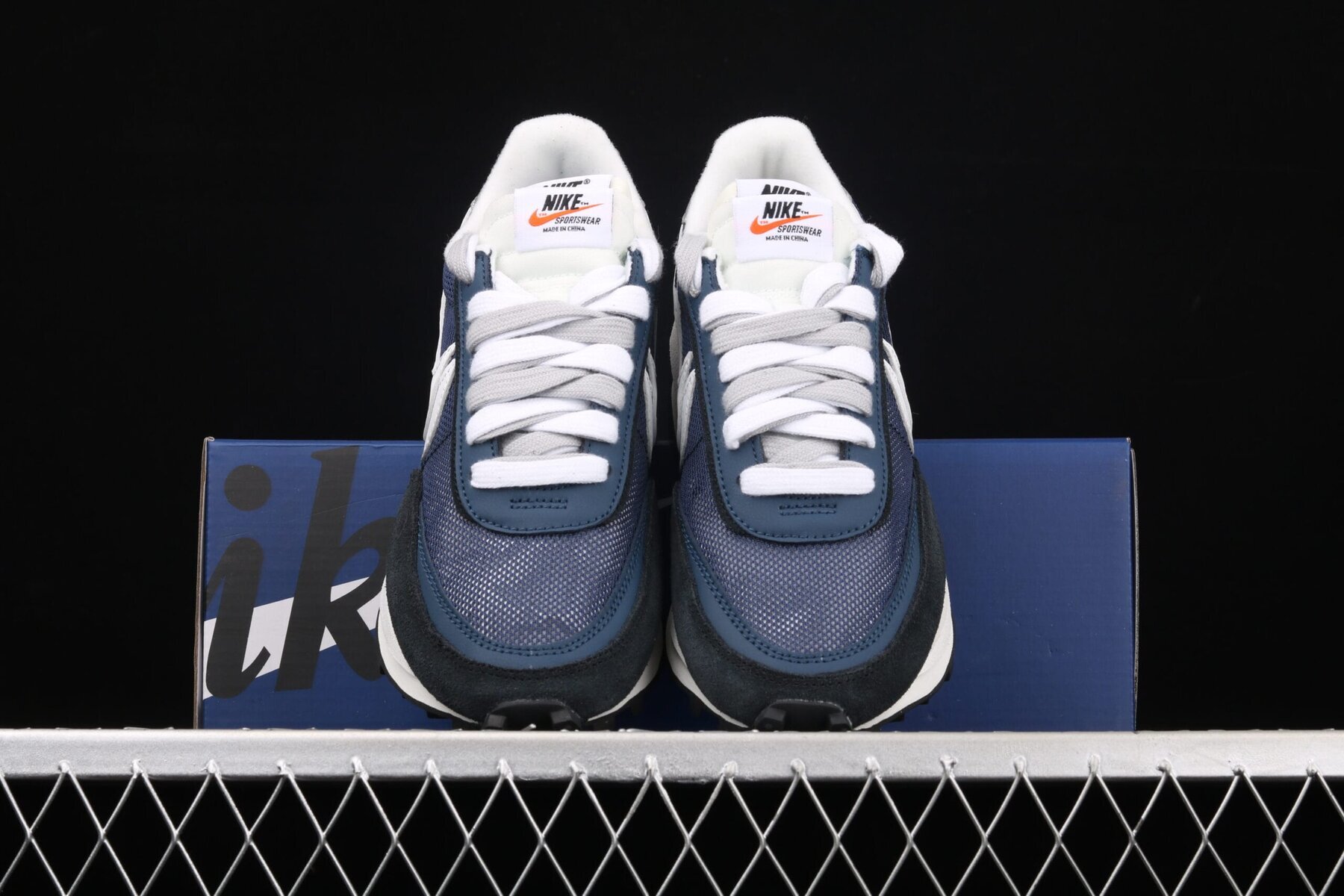 Sacai x Fragment Design x Lvd Waffle Daybreak Grid Navy Blue Black - Image 5