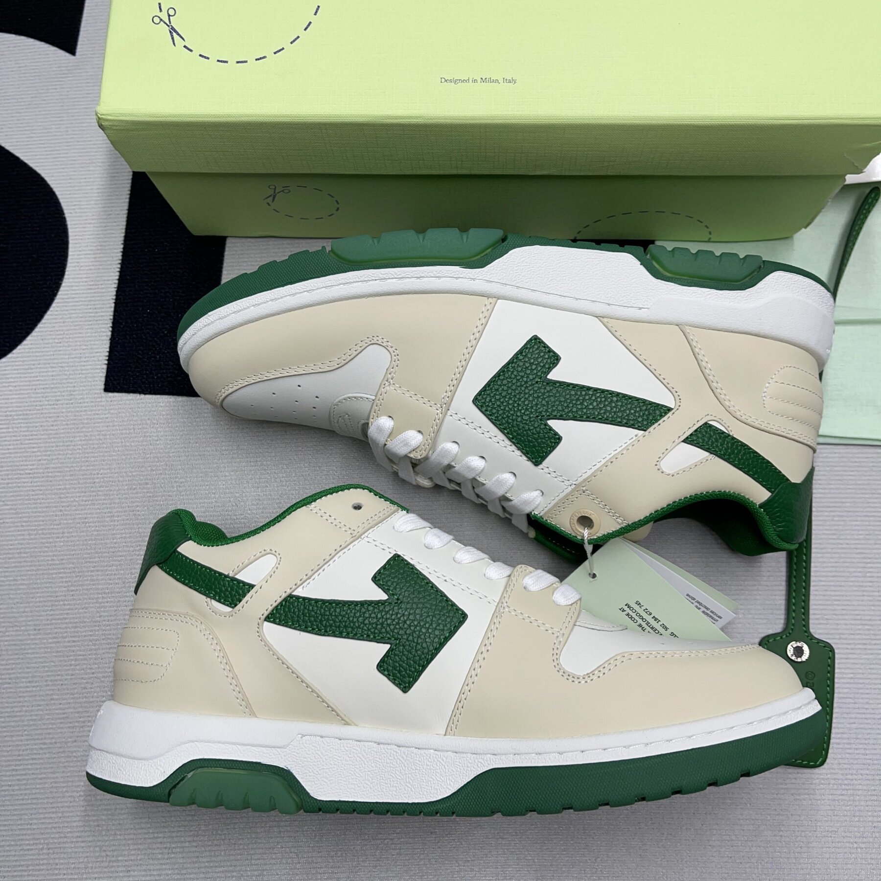 Women's Off-White Out Of Office 'OOO' Green Tan - Image 4