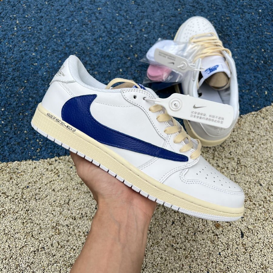 TS AJ1 Low White Blue - Image 3