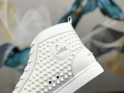 Christian Louboutin Louis Spikes Sneakers Calf leather and spikes White - Image 7