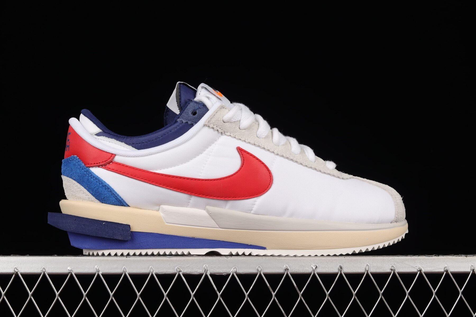 Sacai x Cortez White Red Navy Blue - Image 8