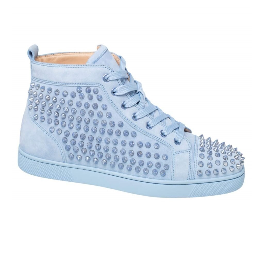 Christian Louboutin Blue Suede Louis Spikes High Top Blue