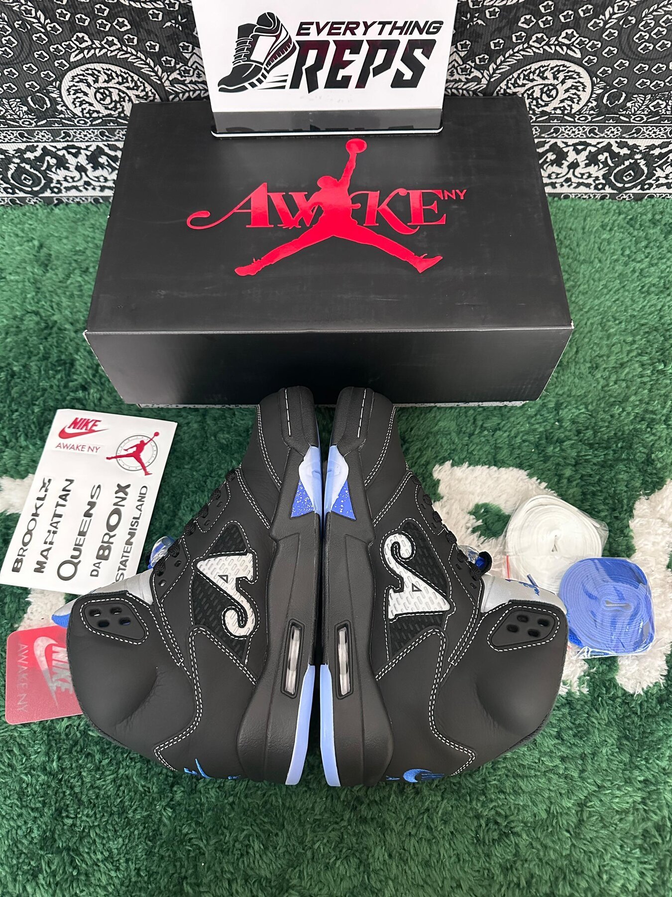 AJ5 x Awake NY Black/Racer Blue - Image 2