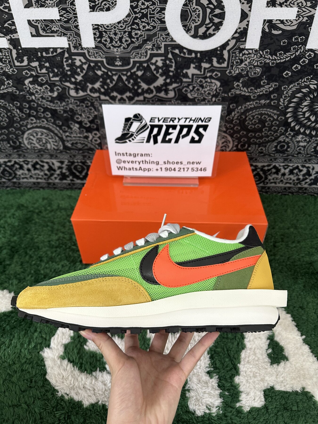 Sacai x Nk LVD Waffle Daybreak, Green Multi - Image 7