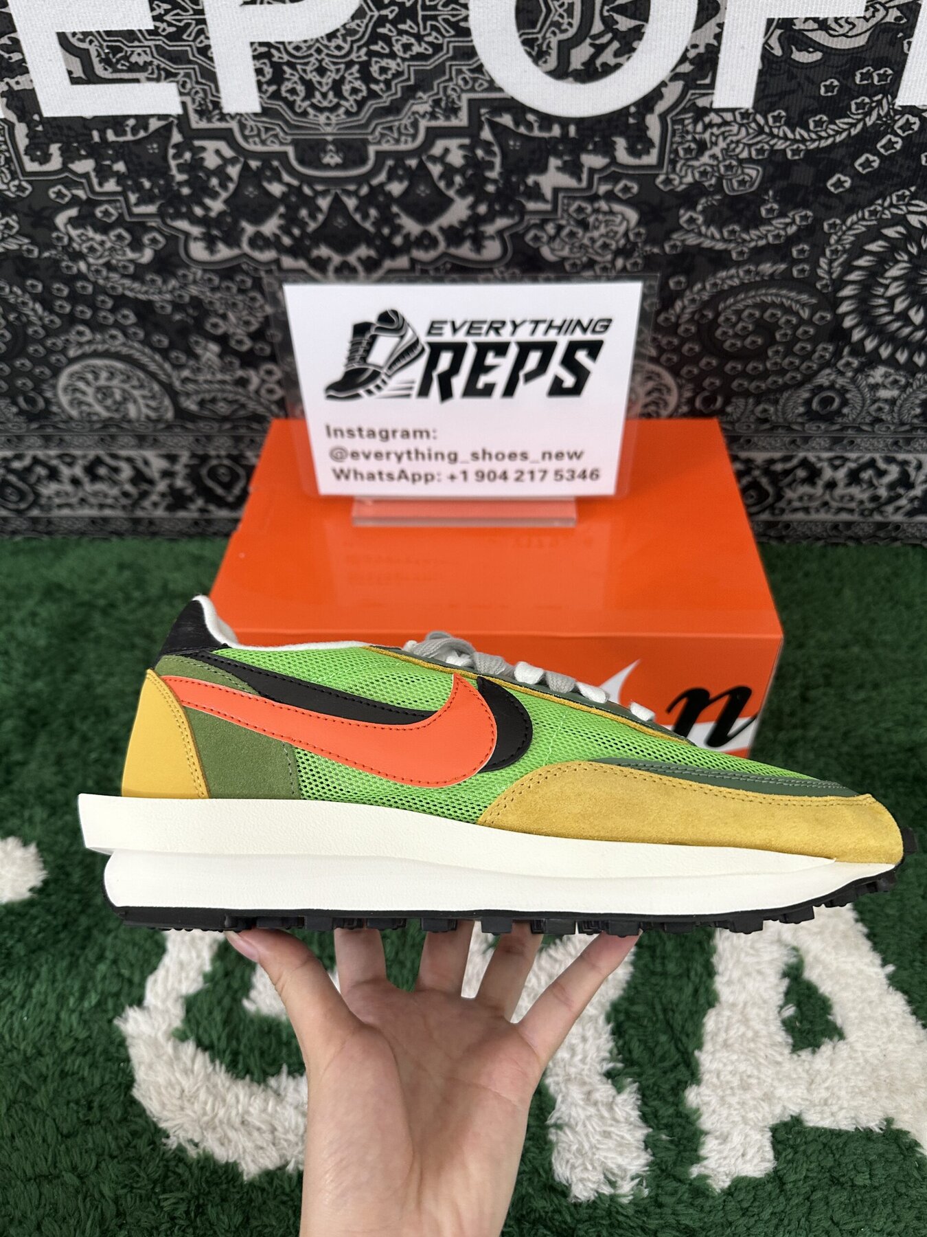 Sacai x Nk LVD Waffle Daybreak, Green Multi - Image 6