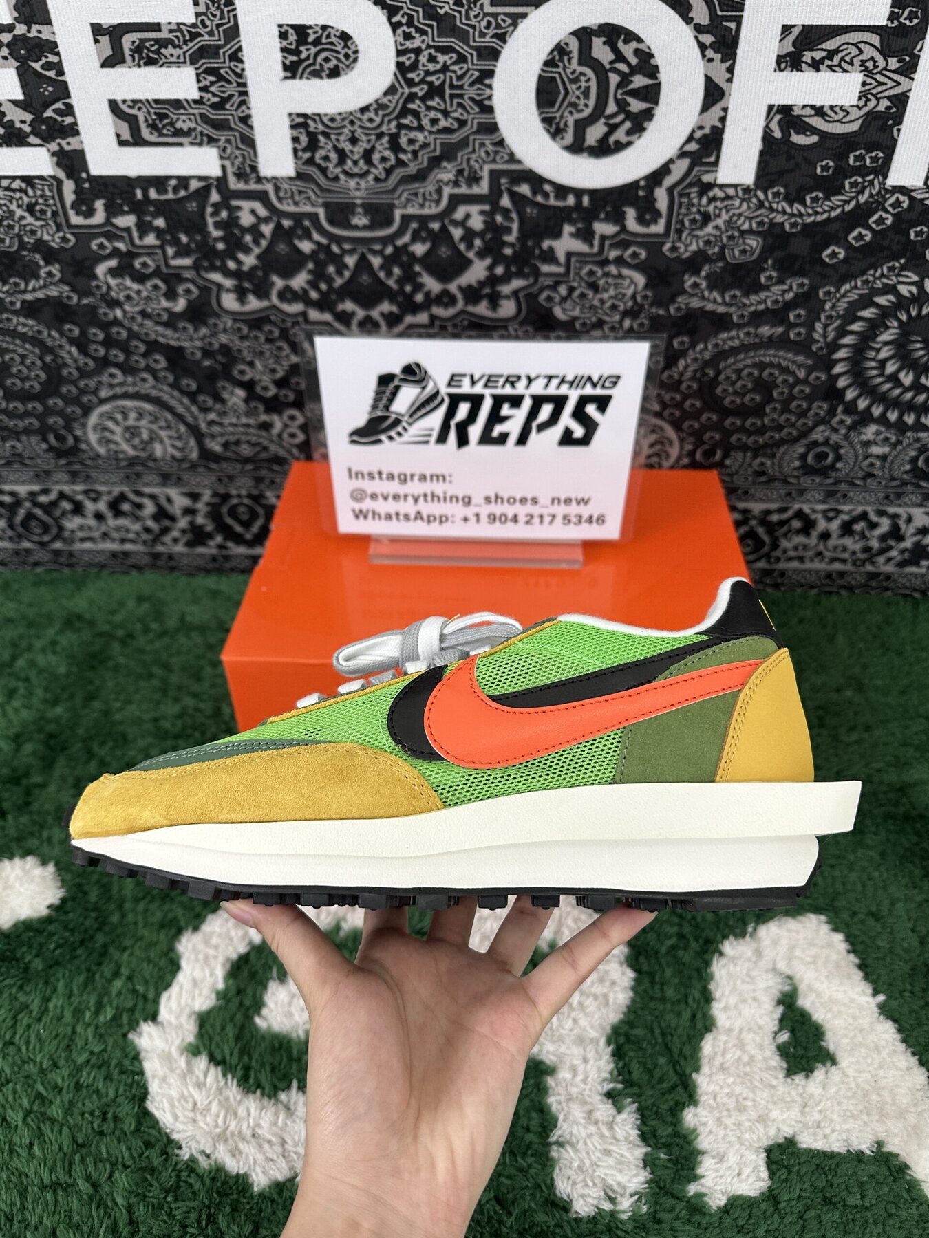 Sacai x Nk LVD Waffle Daybreak, Green Multi - Image 5