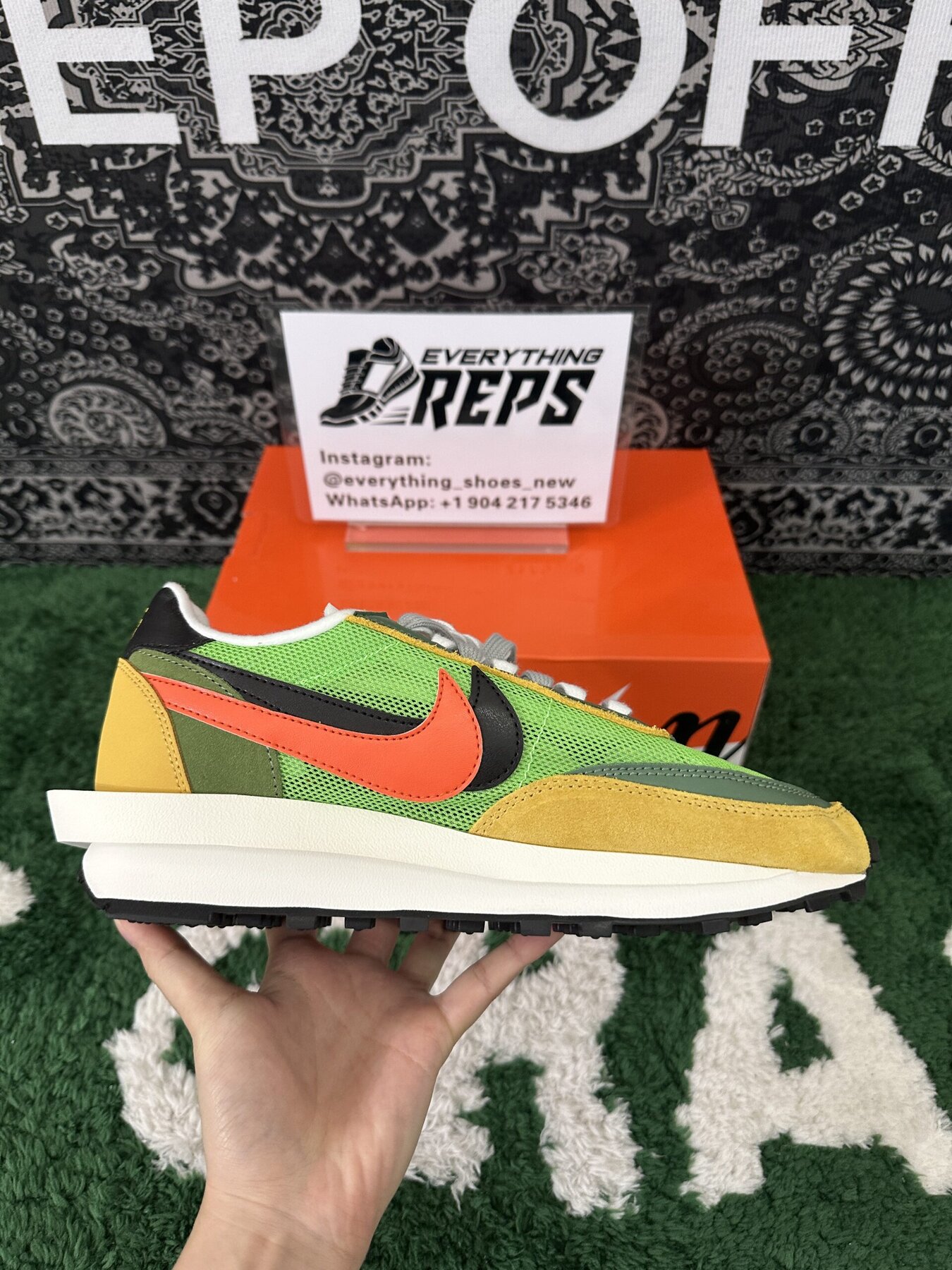 Sacai x Nk LVD Waffle Daybreak, Green Multi - Image 4