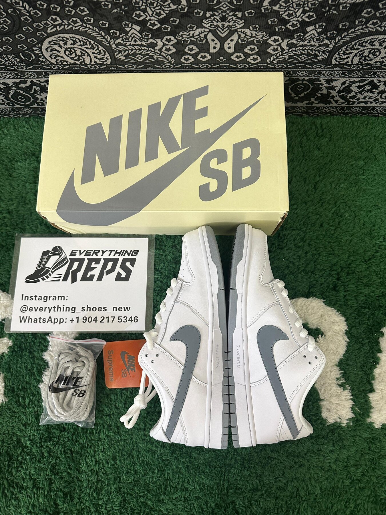 SB Dunk Low Supreme 94 White Metallic Silver - Image 10