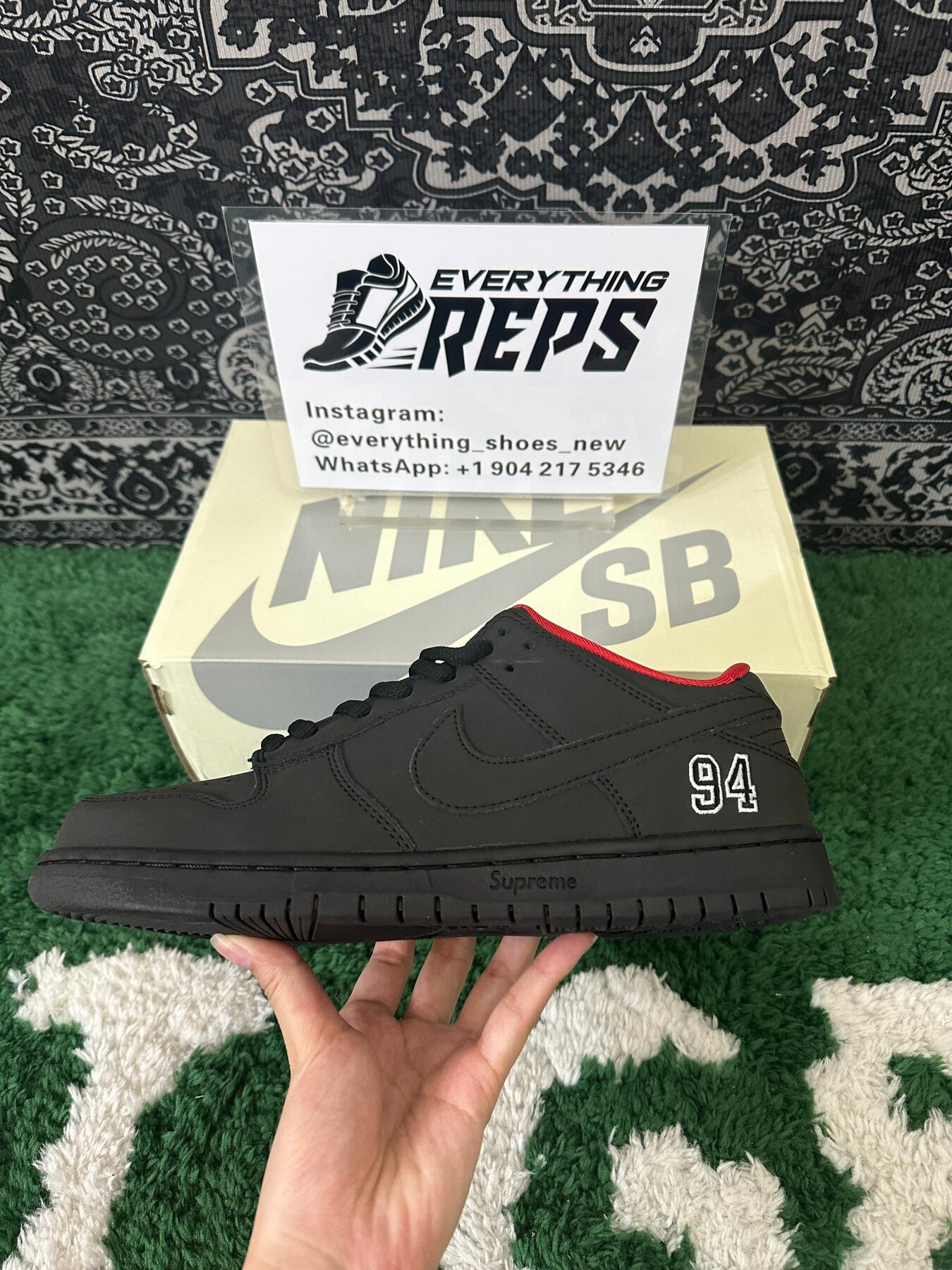 SB Dunk Low Supreme 94 Black - Image 7