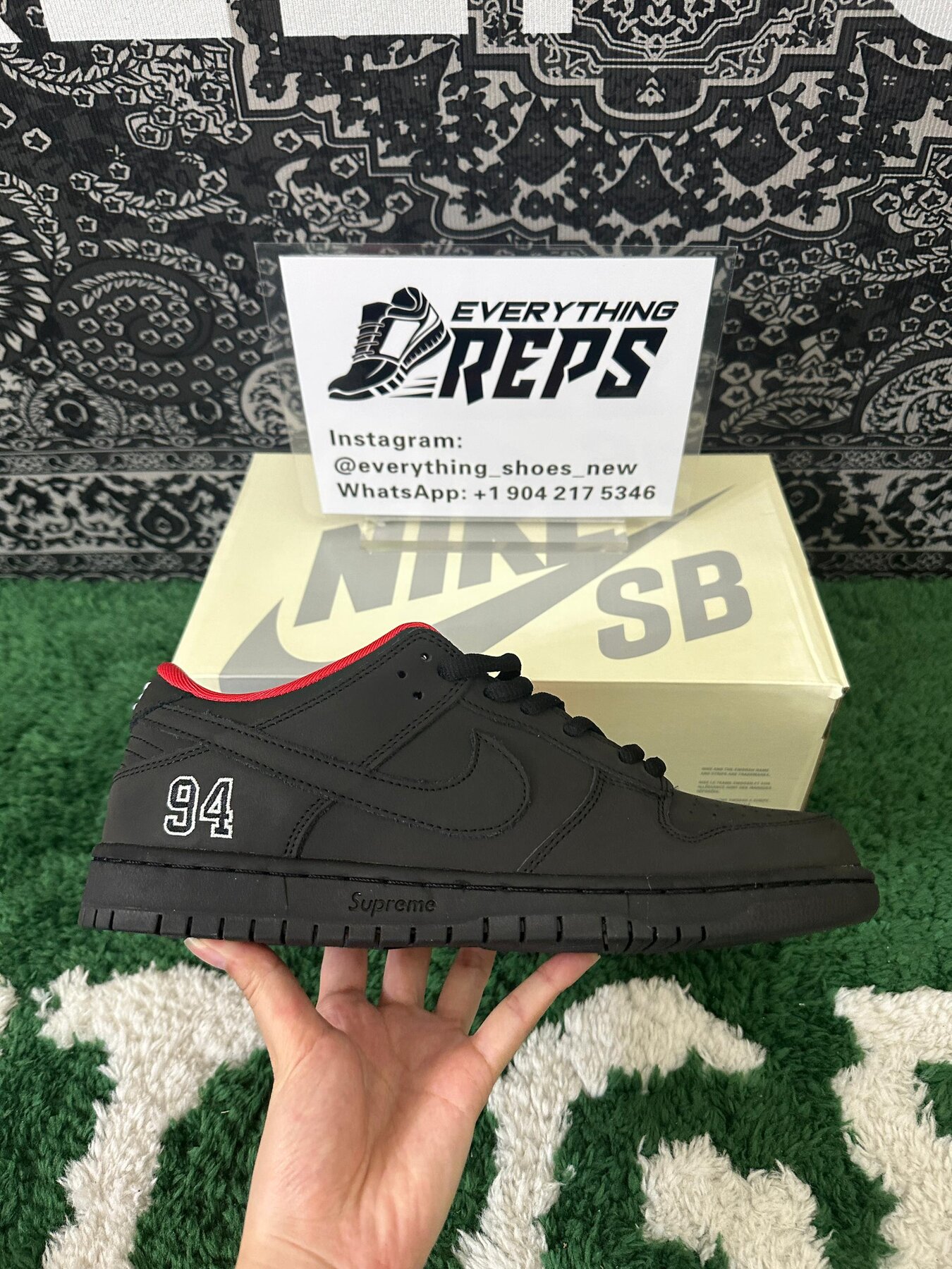 SB Dunk Low Supreme 94 Black - Image 6