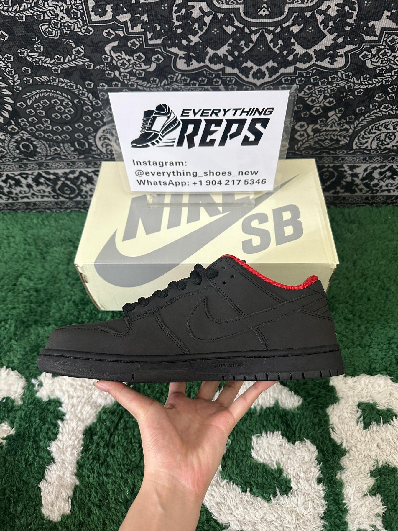 SB Dunk Low Supreme 94 Black - Image 5
