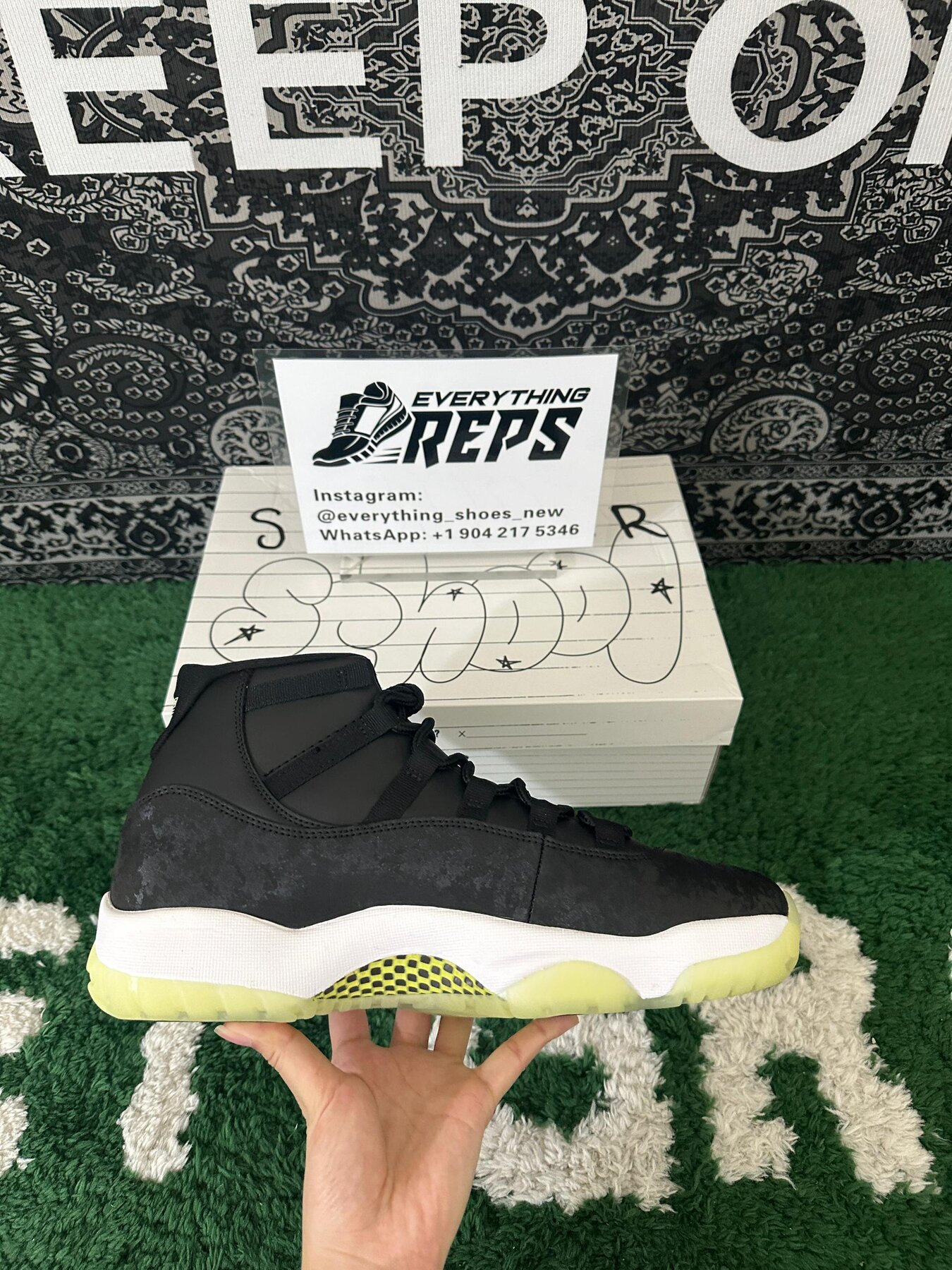 AJ11 Retro Black Barely Volt - Image 7