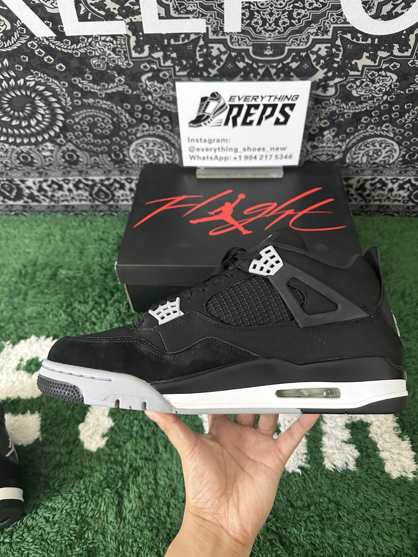 AJ4 Black Canvas - Image 7
