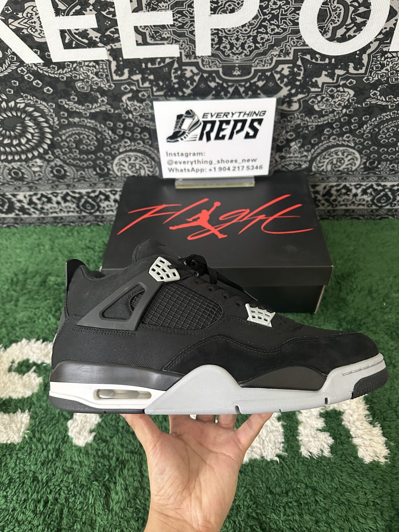 AJ4 Black Canvas - Image 8