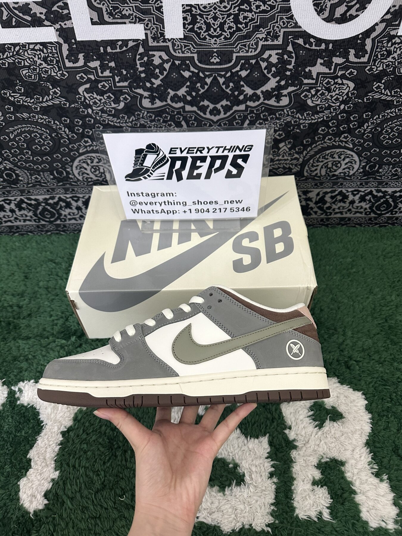 SB Dunk Low x Yuto Horigome Gray White - Image 7