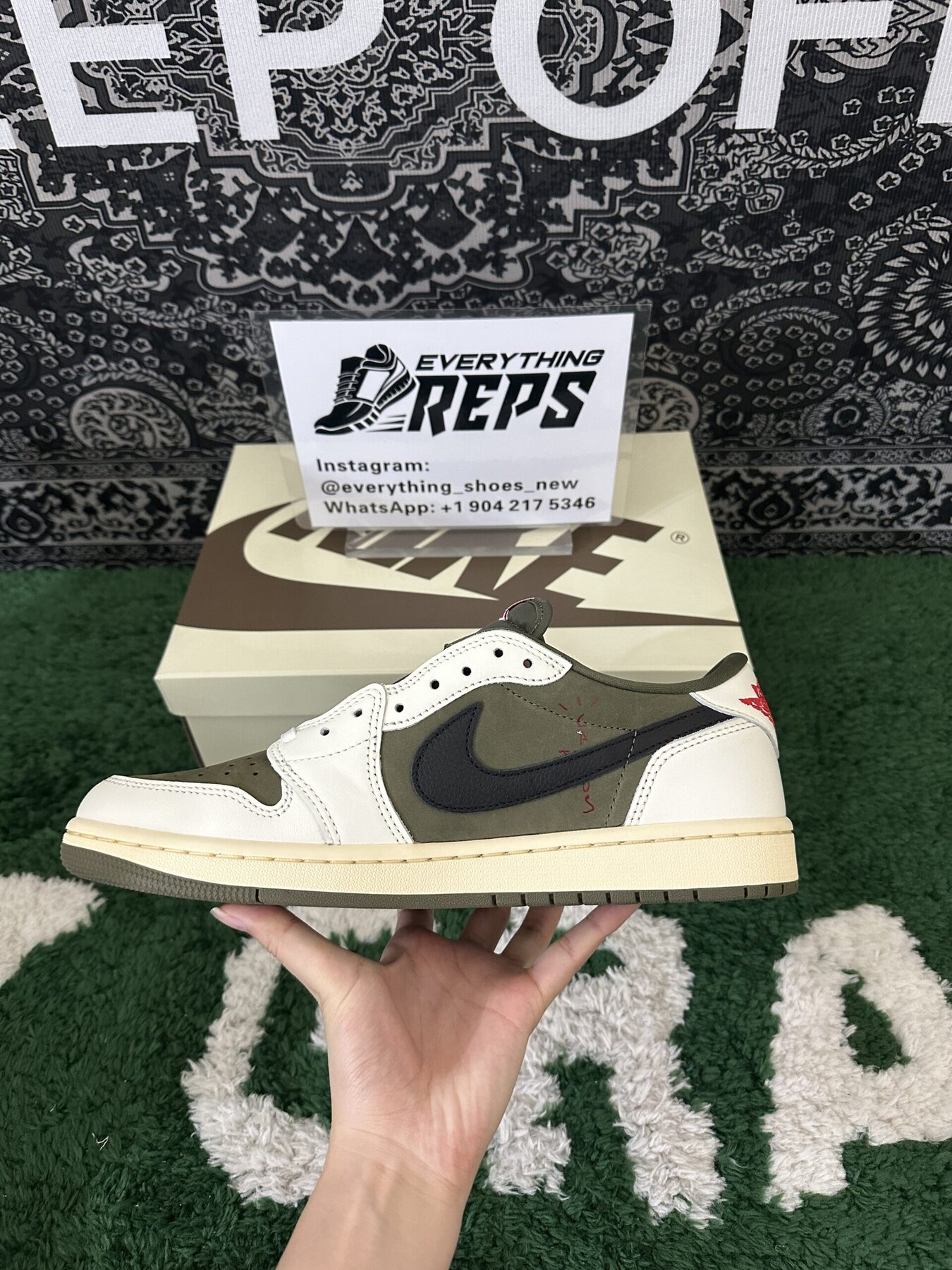 TS x AJ1 Low OG Medium Olive - Image 7
