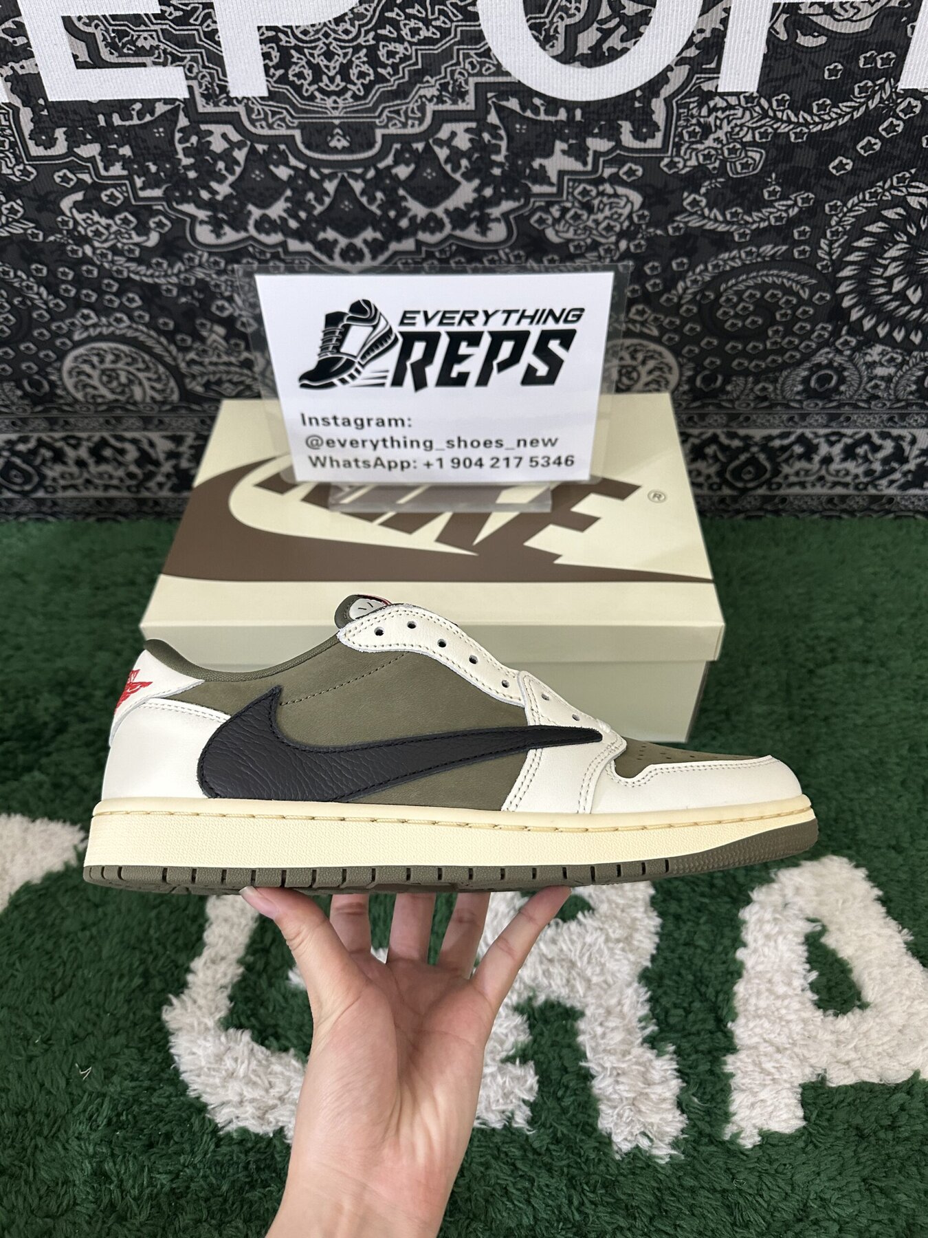 TS x AJ1 Low OG Medium Olive - Image 6