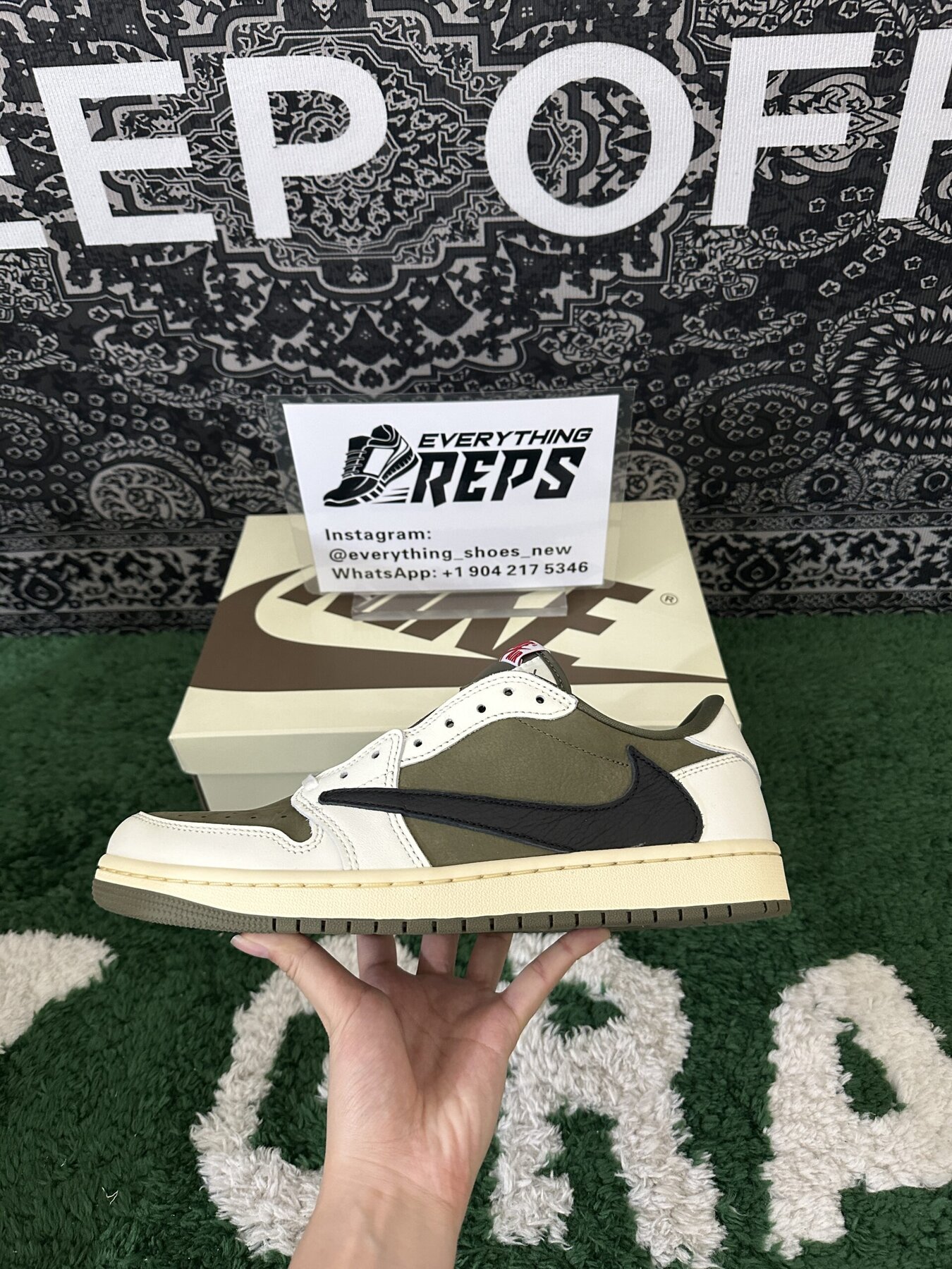 TS x AJ1 Low OG Medium Olive - Image 5