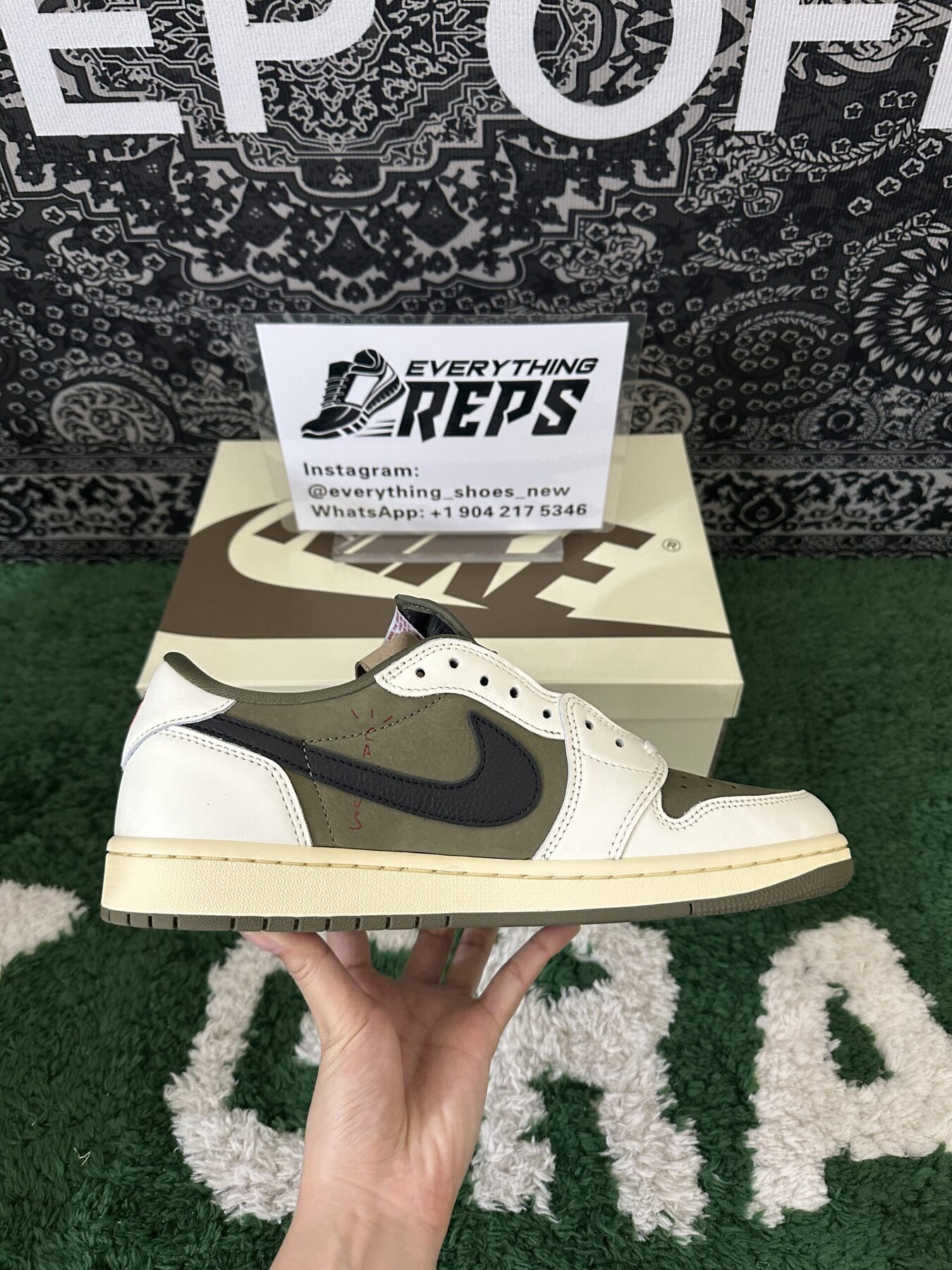 TS x AJ1 Low OG Medium Olive - Image 4