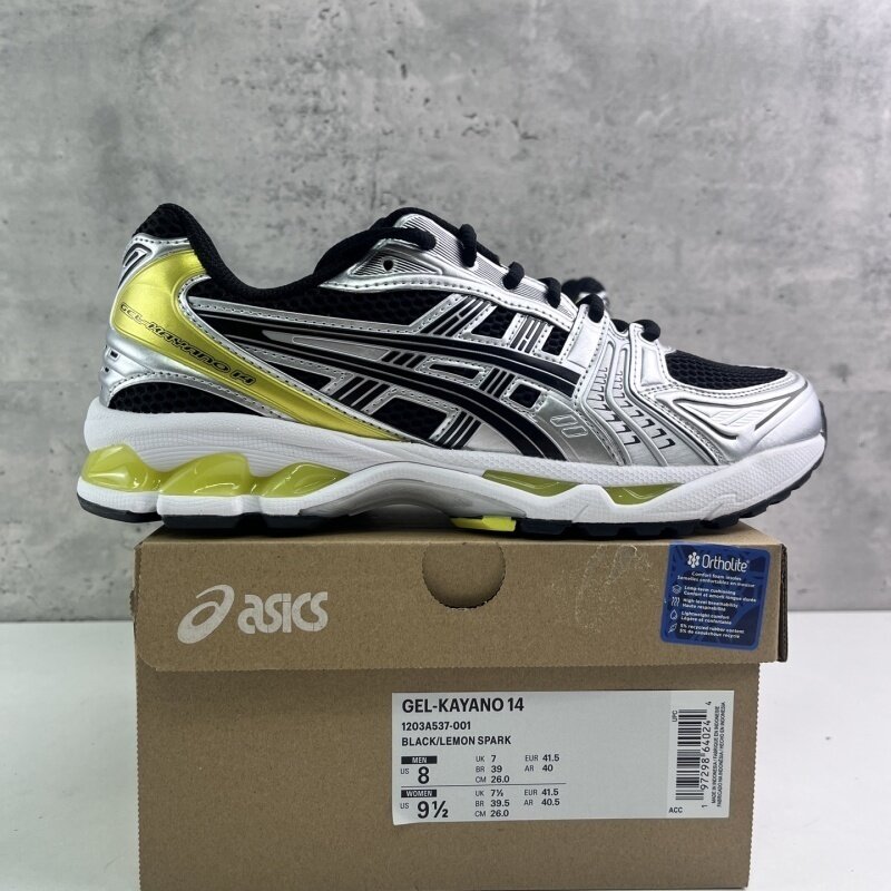 Asics Gel-Kayano 14 Black/Lemon Spark - Image 2