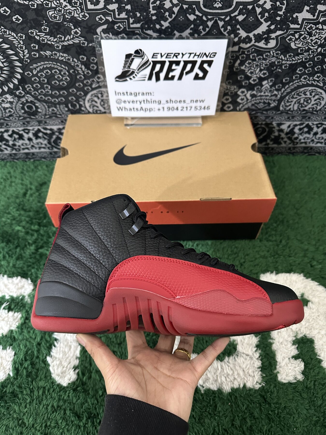 AJ12 Retro Flu Game Black Red - Image 6