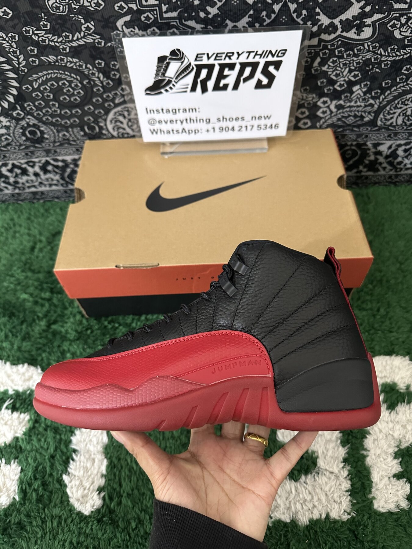 AJ12 Retro Flu Game Black Red - Image 5