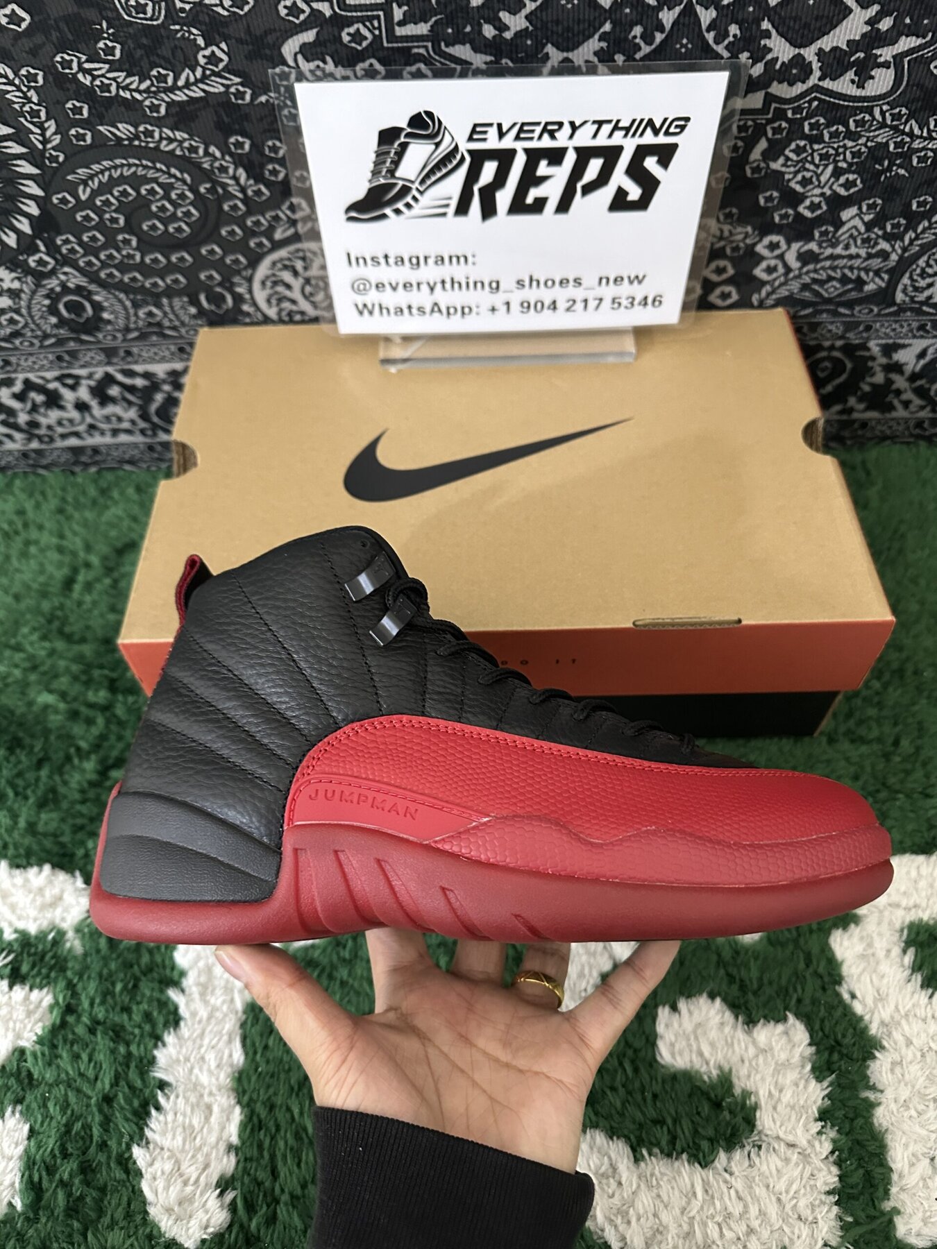 AJ12 Retro Flu Game Black Red - Image 4