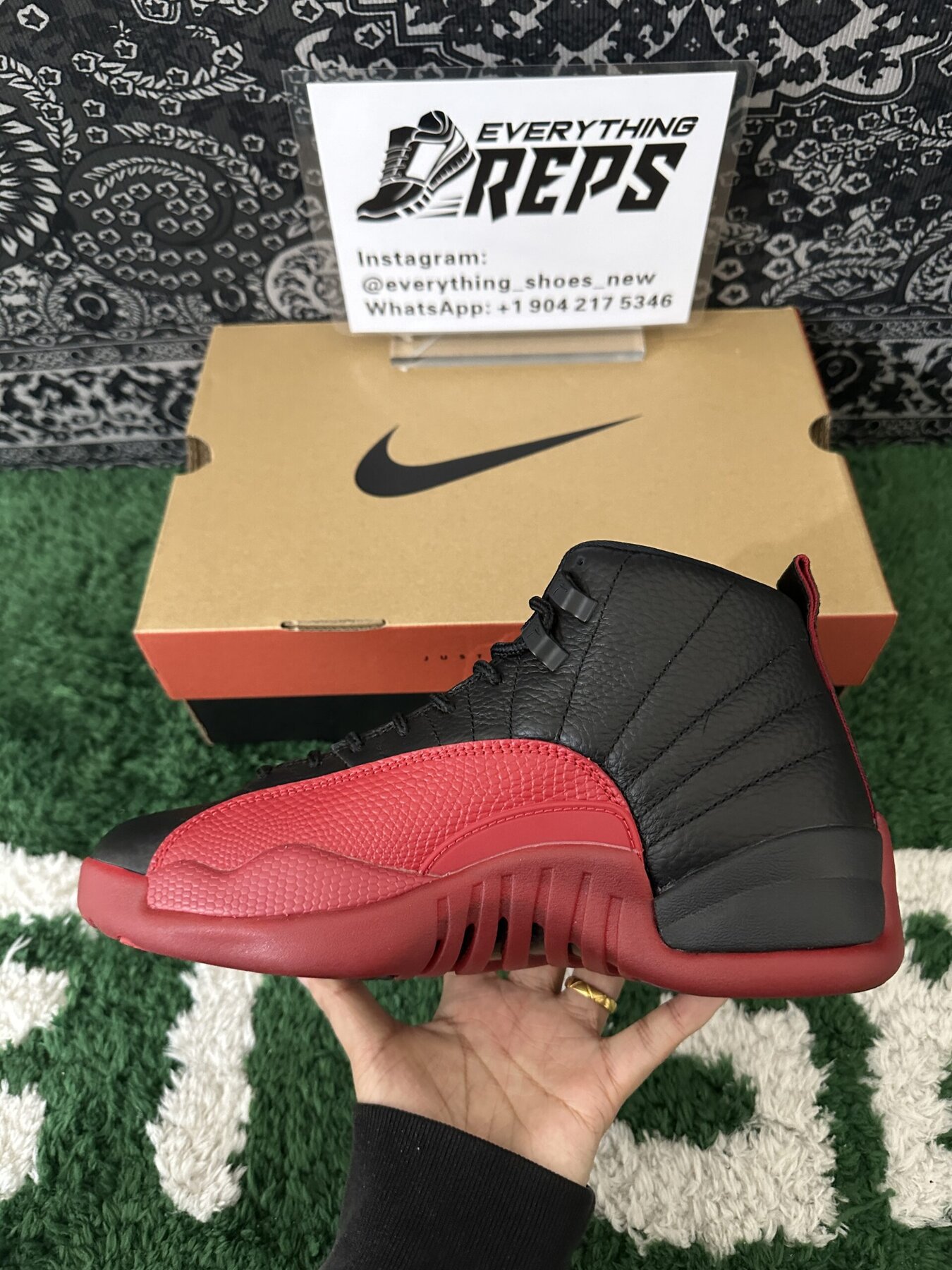 AJ12 Retro Flu Game Black Red - Image 3