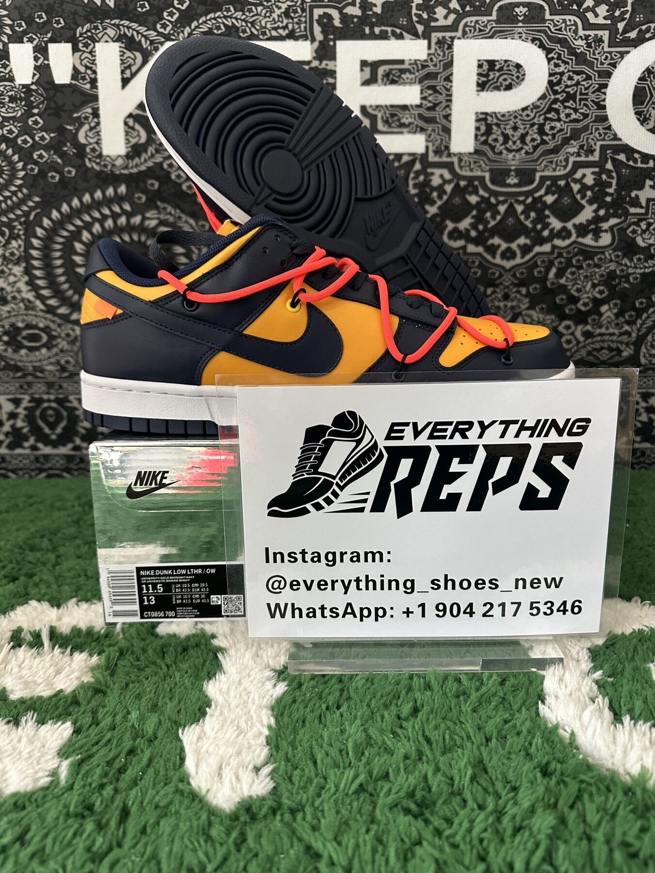 Dunk Low Off-White University Gold Midnight Navy - Image 2