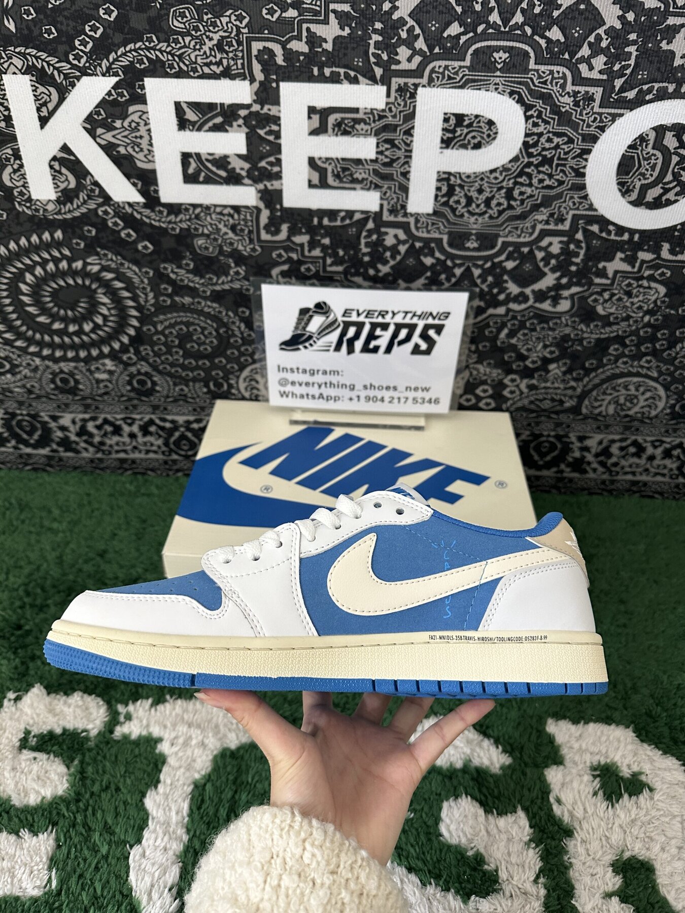 AJ1 Low TS White and Blue - Image 5