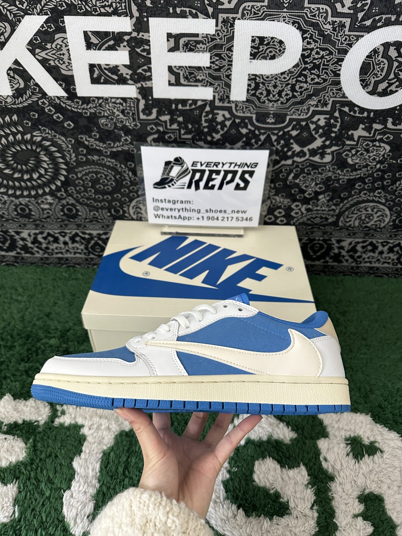 AJ1 Low TS White and Blue - Image 7
