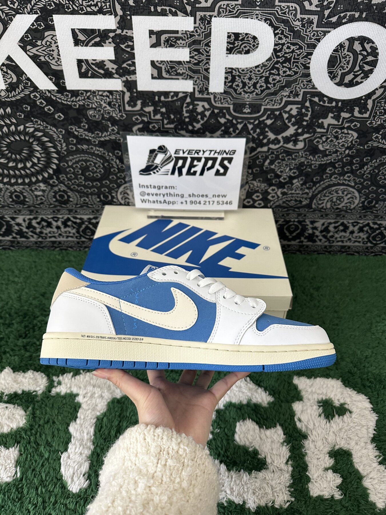 AJ1 Low TS White and Blue - Image 8