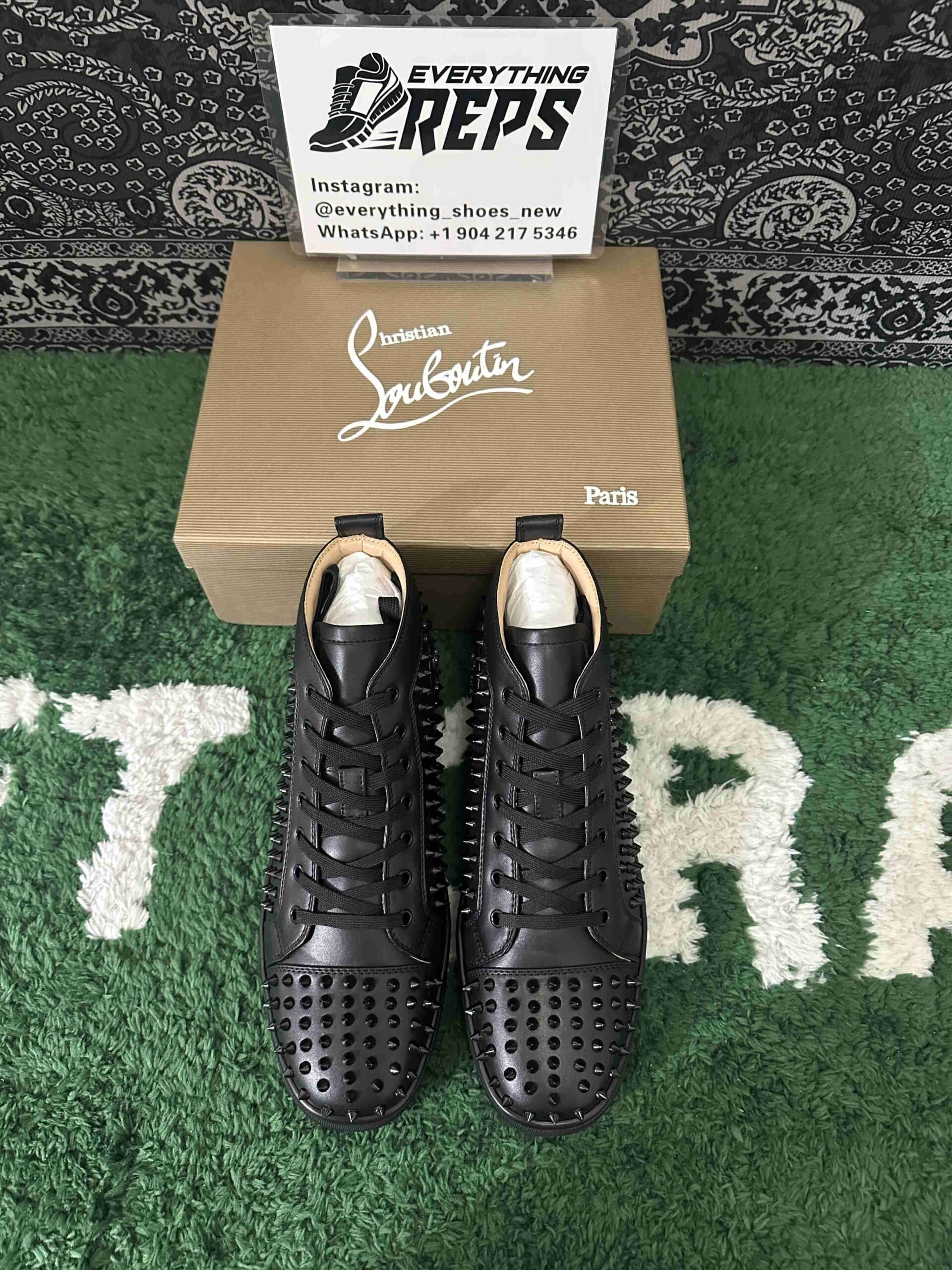 Christian Louboutin Louis Spikes Sneakers Calf leather and spikes Black