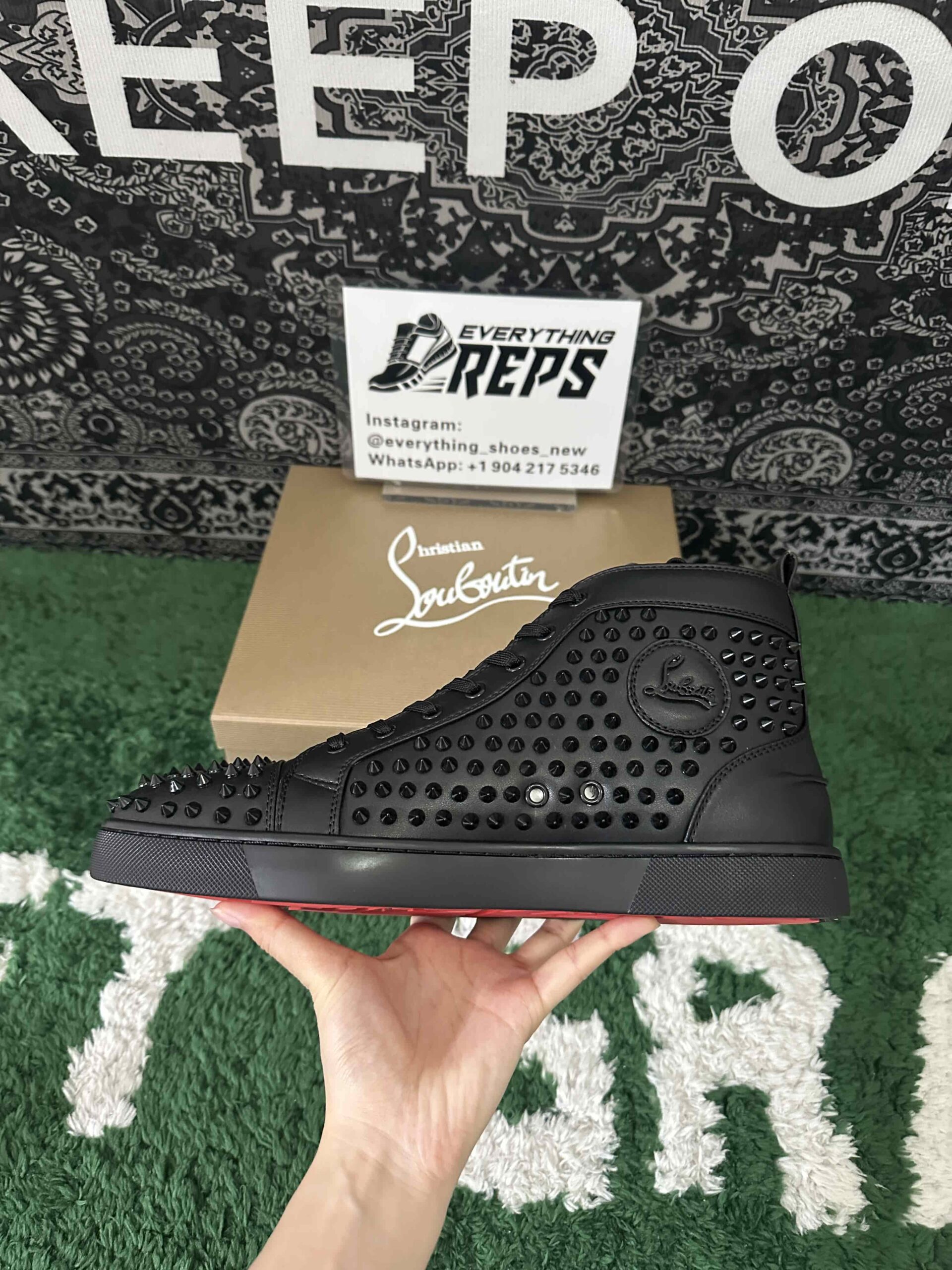 Christian Louboutin Louis Spikes Sneakers Calf leather and spikes Black