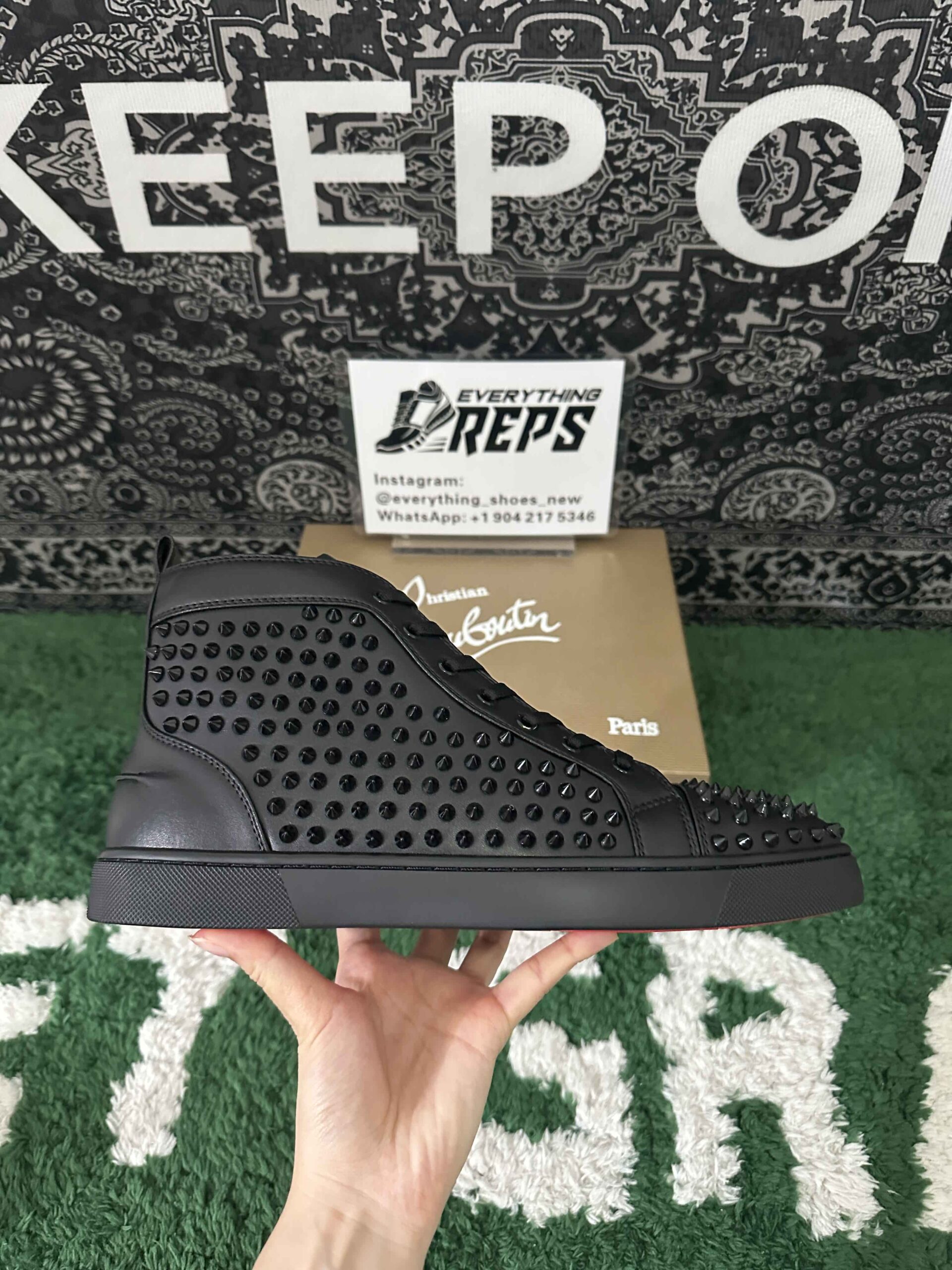Christian Louboutin Louis Spikes Sneakers Calf leather and spikes Black